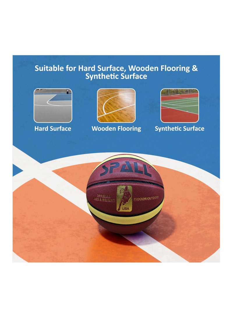 Spall Basketball Indoor/Outdoor Official Regulation Size Streetball Rubber Basketball Deep Channel Construction Made For Unisex Men And Women Youth And Adult For Professional Training And Games - Image 4