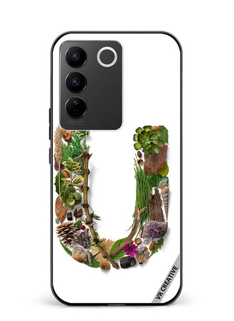 Protective Case Cover For Vivo V27e Alphabet U Design Multicolour