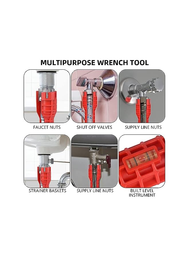 promass 14-in-1 Faucet and Sink Installer, Faucet Tool Sink Wrench, Change Faucet Tool for Kitchen, Multifunctional Plumbing Under Sink Wrench, for Toilet Bowl, Sink, Bathroom, Kitchen Plumbing - Image 4