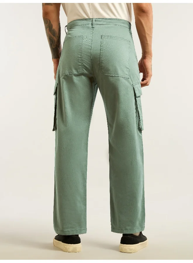 Beyoung Light Olive 6-Pockets Cargo Pants