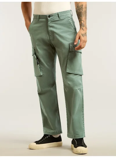Beyoung Light Olive 6-Pockets Cargo Pants