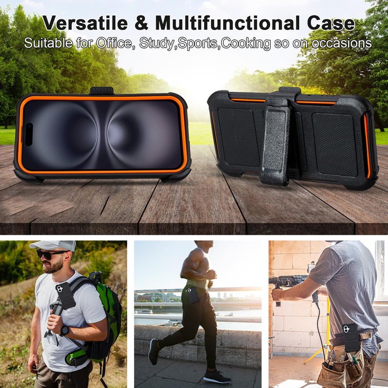 Saiboro for Defender iPhone 16 Case with Clip,for Holster iPhone 16 Case with Kickstand,for Heavy Duty iPhone16 Phone Case Rugged 2 Layers of Sturdy,Anti-Drop for Phone Case iPhone16Case Protective(Black) - Image 5