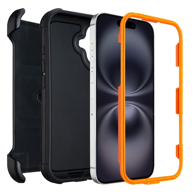 Saiboro for Defender iPhone 16 Case with Clip,for Holster iPhone 16 Case with Kickstand,for Heavy Duty iPhone16 Phone Case Rugged 2 Layers of Sturdy,Anti-Drop for Phone Case iPhone16Case Protective(Black) - Image 3