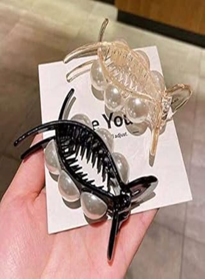 Pearl Fish Hair Claw, Pack of 4 (Black)