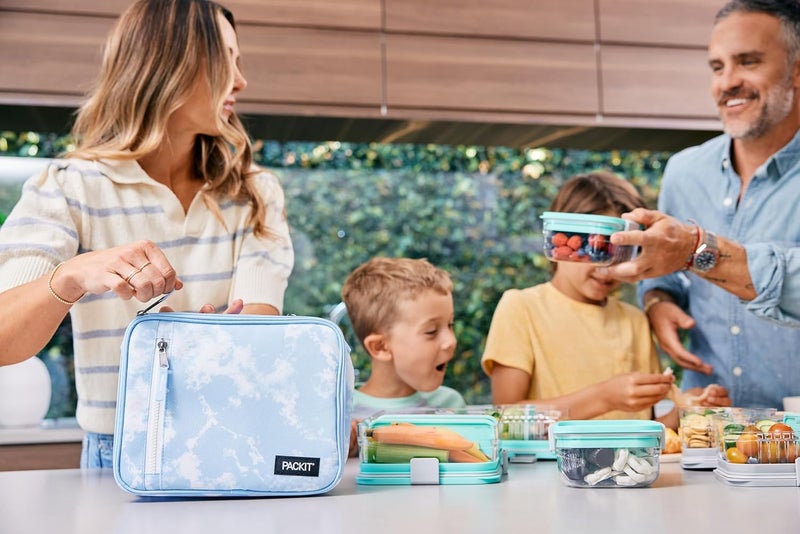 Pac-Kit Freezable Classic Lunch Box, Blue Sky, Built with EcoFreeze Technology, Collapsible, Reusable, Zip Closure With Zip Front Pocket and Buckle Handle, Perfect for School Lunches - Image 5