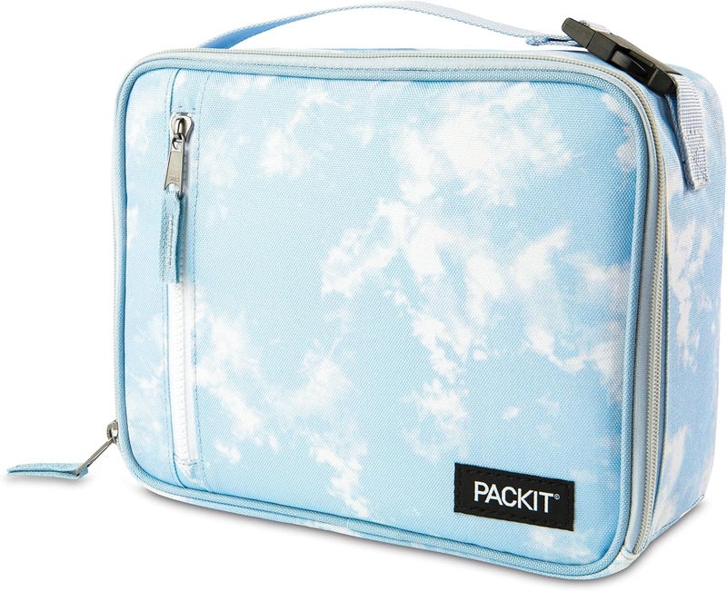Pac-Kit Freezable Classic Lunch Box, Blue Sky, Built with EcoFreeze Technology, Collapsible, Reusable, Zip Closure With Zip Front Pocket and Buckle Handle, Perfect for School Lunches - Image 1