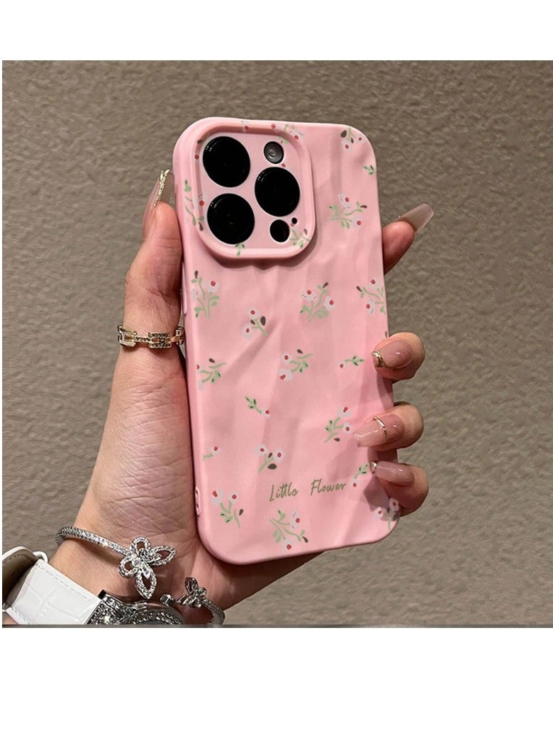 NIBEMINENT Floral Print Protective TPU Case Cover For IPhone 15 Pro Max, Pink