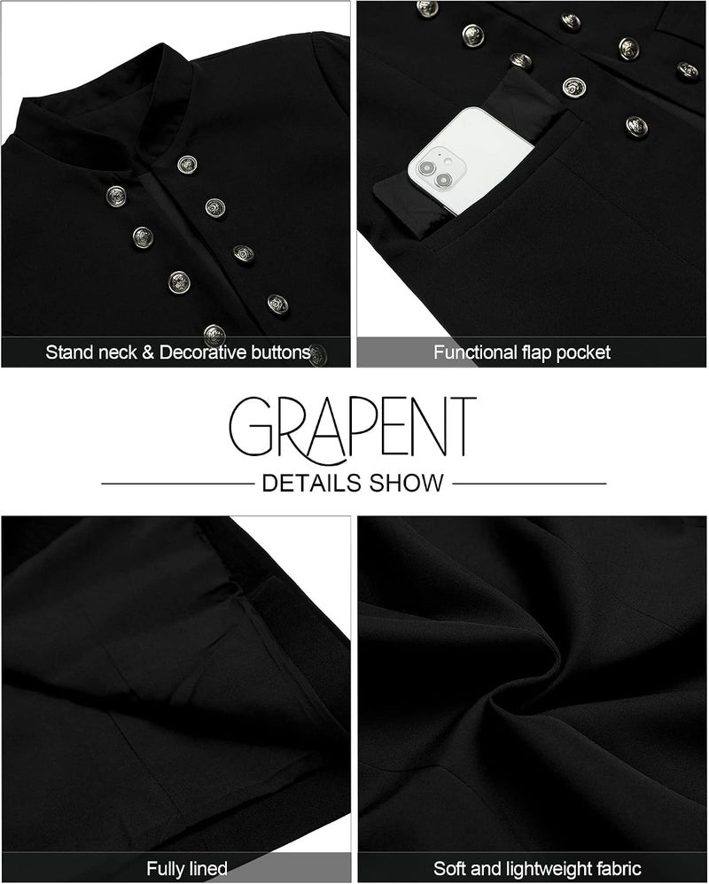 GRAPENT Women's Business Casual Open Front Blazer with Buttons and Pockets - Black, XL - Image 5