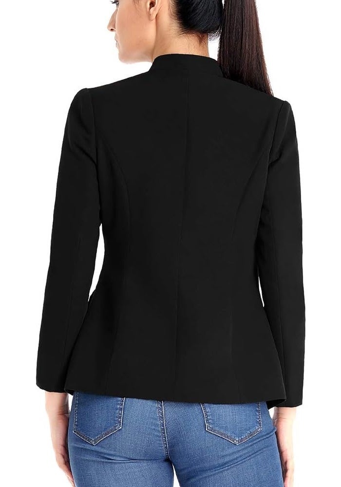 GRAPENT Women's Business Casual Open Front Blazer with Buttons and Pockets - Black, XL - Image 2