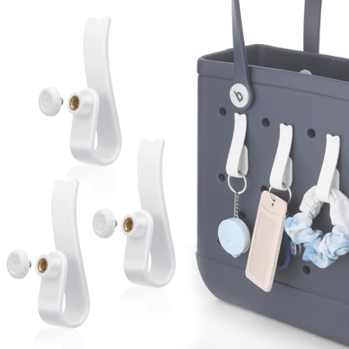 Lenink Hook Accessories Compatible with Bogg Bag 3 Pack Insert Charm Keychain Holder for Beach Totes Bags Hanging Keys Water Bottles White