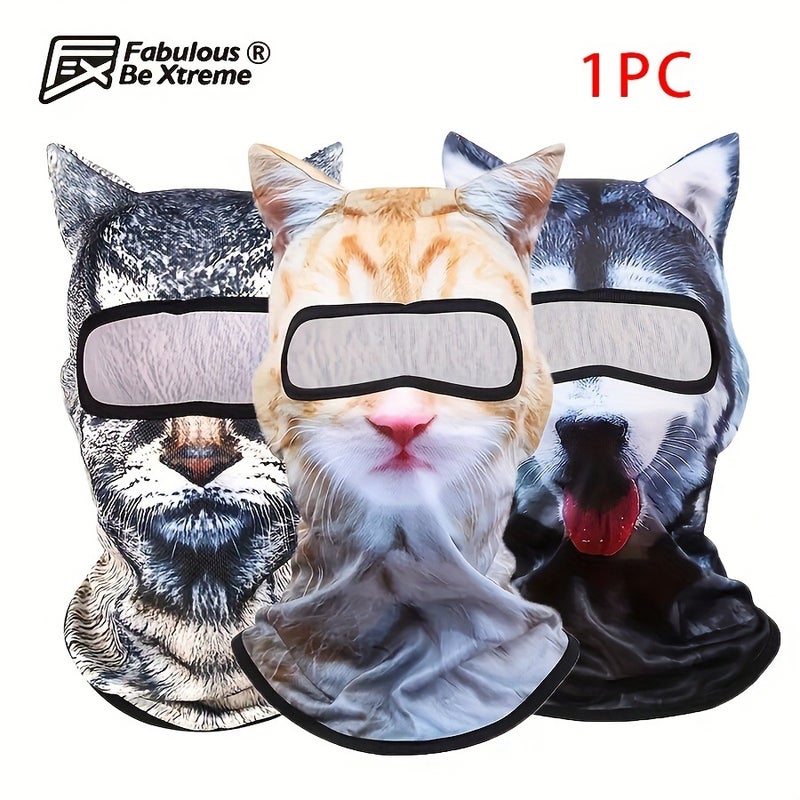 Men's Breathable Balaclava with 3D Animal Ears - Full Face Mask for Outdoor Activities, Fun Summer Sun Protection Headgear - Image 1