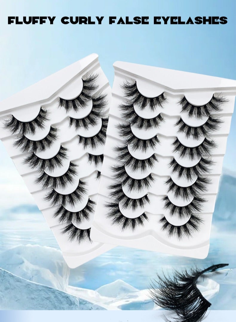 فلاي رود ٧ أزواج من الرموش الصناعية الكثيفة | تصميم عين الثعلب بشريط أسود ٠.٠٥ مم | رموش ثلاثية الأبعاد متقاطعة وناعمة - Image 2