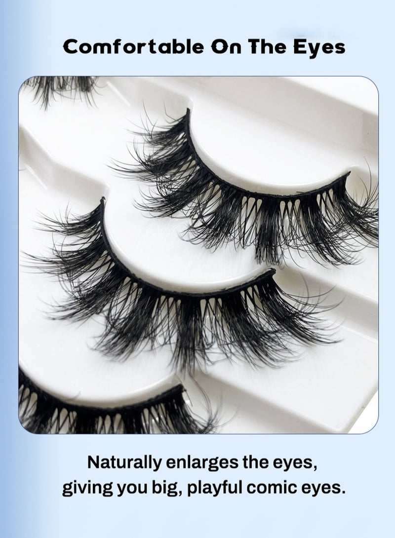 فلاي رود ٧ أزواج من الرموش الصناعية الكثيفة | تصميم عين الثعلب بشريط أسود ٠.٠٥ مم | رموش ثلاثية الأبعاد متقاطعة وناعمة - Image 4