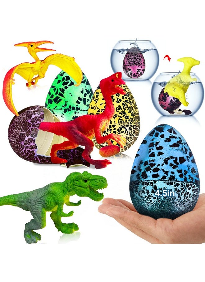 AMENON [ 4.5" Large Size & Grow 500% ] 4 Pack Easter Dinosaur Eggs Hatching Surprise Eggs Grow In Water Crack Egg Science Toys Easter Basket Stuffers Gift For Toddler Kids Boys Girls (Black)  - Image 1