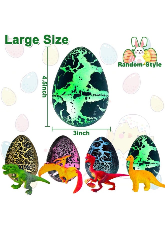 AMENON [ 4.5" Large Size & Grow 500% ] 4 Pack Easter Dinosaur Eggs Hatching Surprise Eggs Grow In Water Crack Egg Science Toys Easter Basket Stuffers Gift For Toddler Kids Boys Girls (Black)  - Image 2