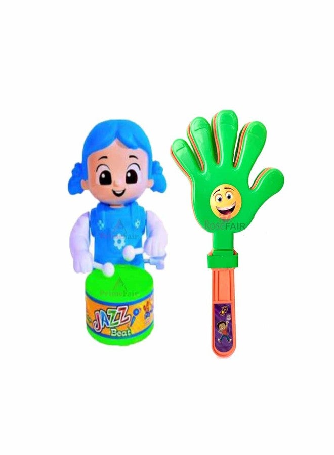 PRIMEFAIR Key Operated Cute Drummer Toy with Noisemakers Favors Concert Party Cheering Props Children clap clap Your Hands Small Hands Clapping Toy (BLUE-PROPS-002) - Image 1