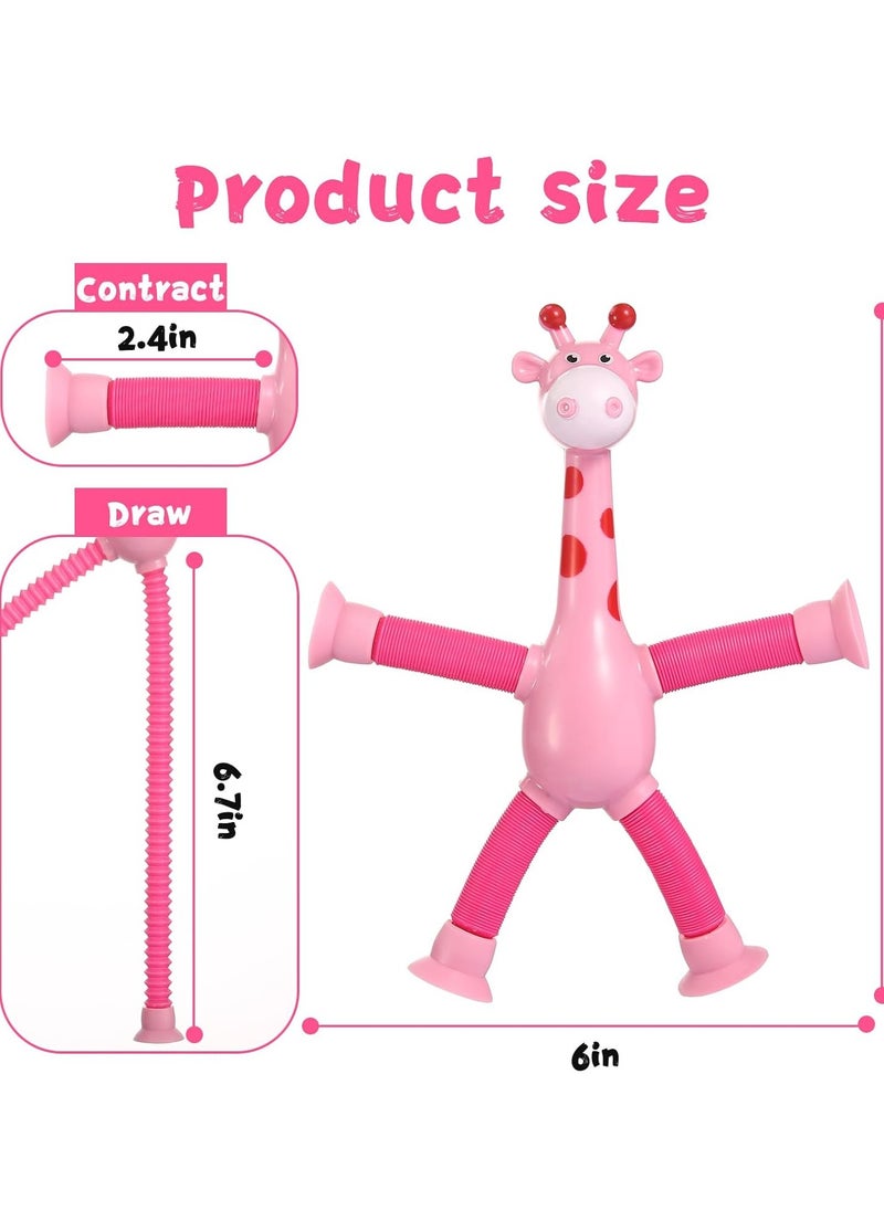 4Pcs Telescopic Suction Cup Giraffe Toy – Sensory Tube Toddler Travel Toys, Connect & Pop Fidget for Kids, Autism Sensory Toys  - Image 5