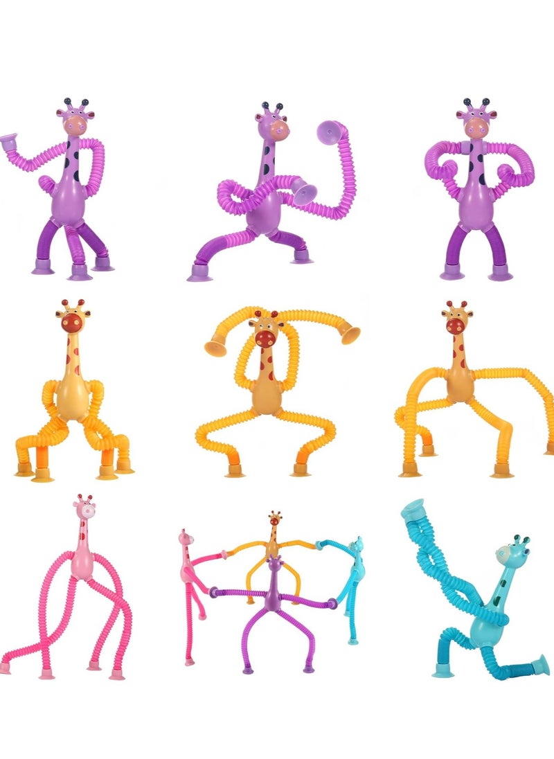 4Pcs Telescopic Suction Cup Giraffe Toy – Sensory Tube Toddler Travel Toys, Connect & Pop Fidget for Kids, Autism Sensory Toys  - Image 2