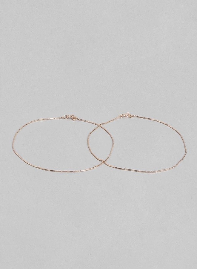 ZAVYA 925 Silver Gleaming Chains Rose Gold-Plated Anklet, Pair | Gift for her, Gifts for Women & Girls | With Certificate of Authenticity and 925 Stamp - Image 4