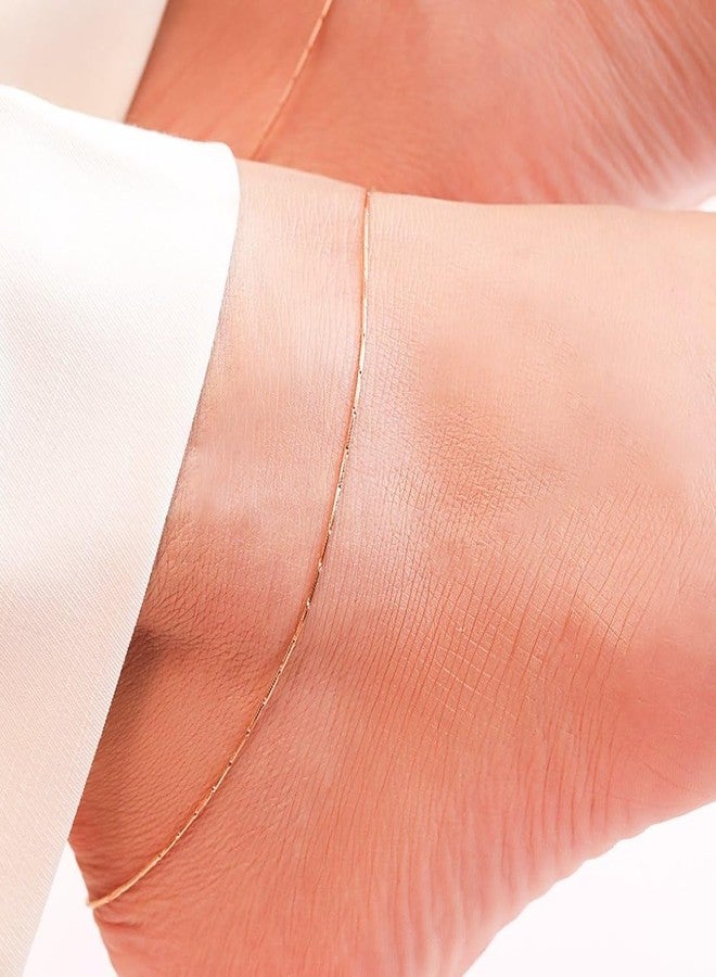 ZAVYA 925 Silver Gleaming Chains Rose Gold-Plated Anklet, Pair | Gift for her, Gifts for Women & Girls | With Certificate of Authenticity and 925 Stamp - Image 2