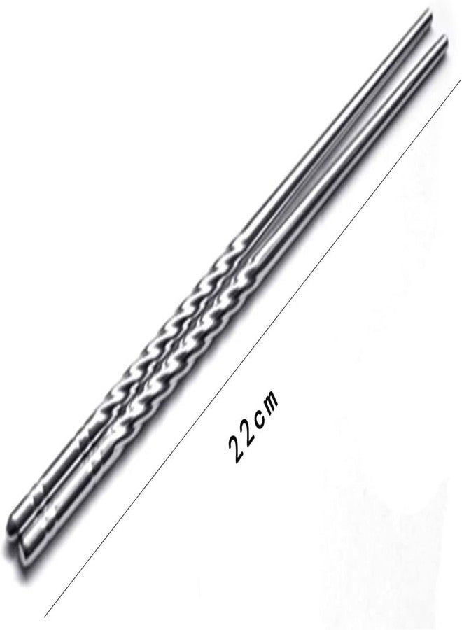 Muzztech 5 Pairs Reusable Metal Stainless Steel Plain Chopsticks Dishwasher Safe Lightweight Easy to Use Metal Chop Stick Sushi Chopsticks - Image 2