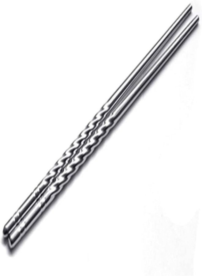 Muzztech 5 Pairs Reusable Metal Stainless Steel Plain Chopsticks Dishwasher Safe Lightweight Easy to Use Metal Chop Stick Sushi Chopsticks - Image 1