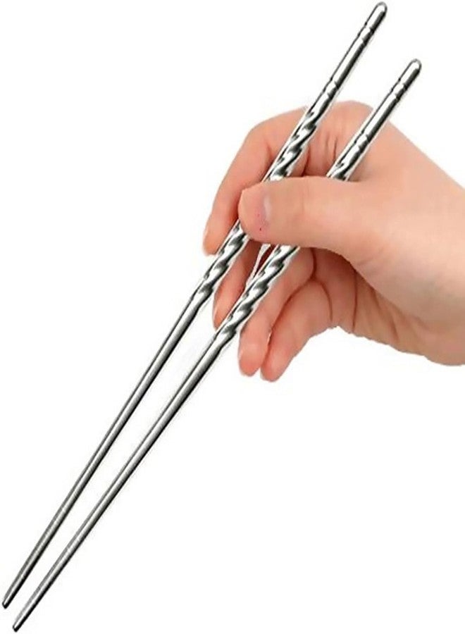 Muzztech 5 Pairs Reusable Metal Stainless Steel Plain Chopsticks Dishwasher Safe Lightweight Easy to Use Metal Chop Stick Sushi Chopsticks - Image 3