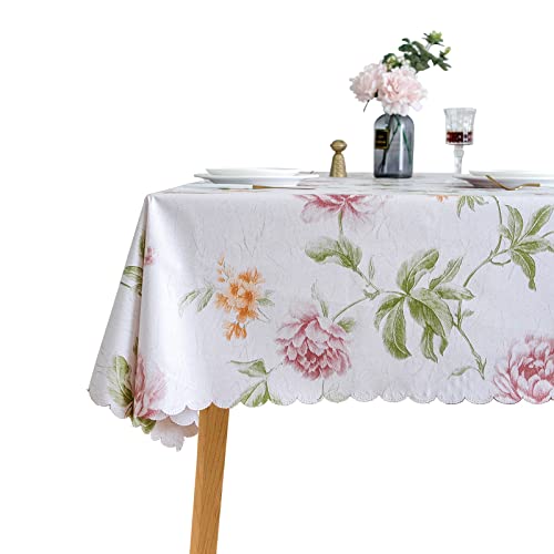 LIBERECOO Premium Floral Vinyl Tablecloth Set - Waterproof Oilproof PVC Table Cover for Rectangle Tables- Heavy-Duty Indoor/Outdoor Use (52" x 70“ Rectangular) - Image 1