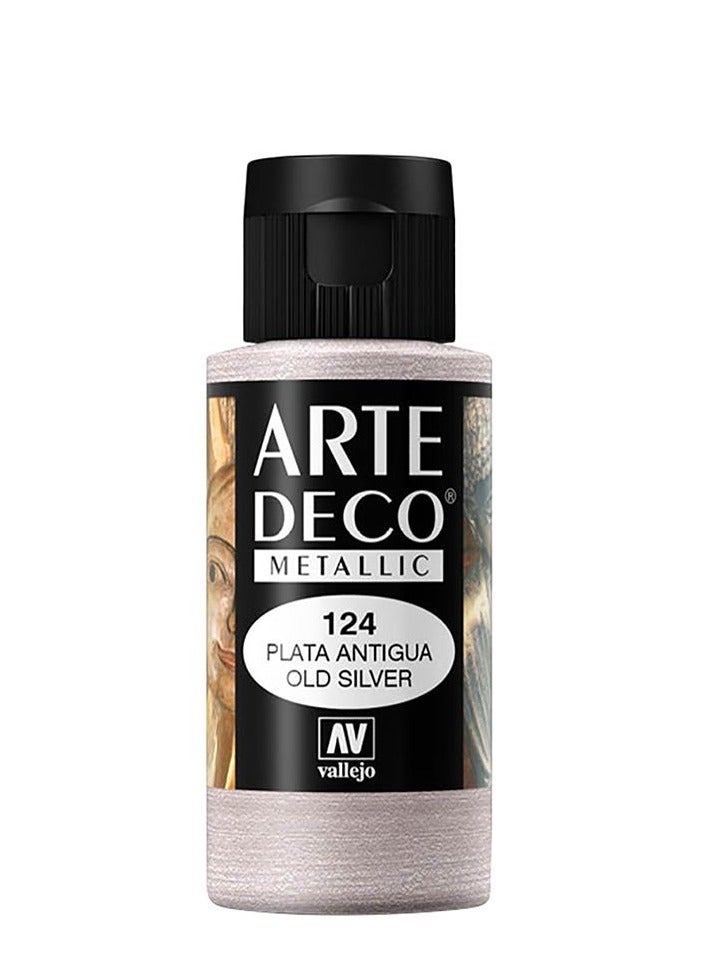 Vallejo Art Deco Old Silver 60ml – Metallic Silver Acrylic Paint -(81124)