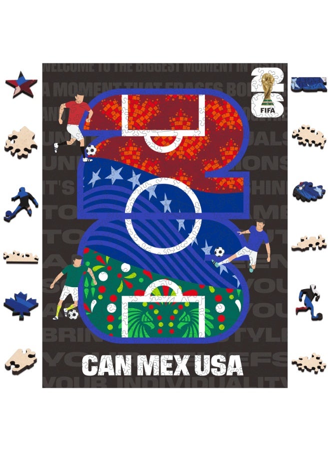FIFA World Cup 26 Host Countries CAN MEX USA Official Licensed Wooden Puzzle – 300 Pieces | 14+ Premium Collectible Gift & Home Decor - Image 1