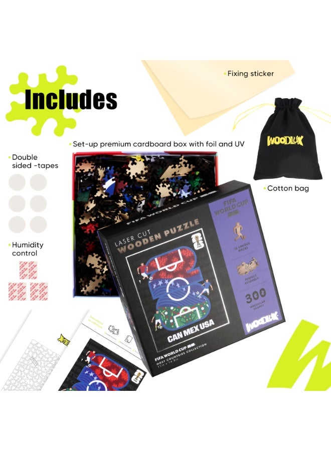 FIFA World Cup 26 Host Countries CAN MEX USA Official Licensed Wooden Puzzle – 300 Pieces | 14+ Premium Collectible Gift & Home Decor - Image 5