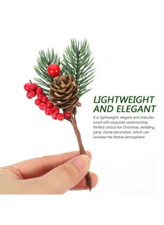 FOMIYES FOMIYES 10pcs Artificial Pine Cone Christmas Tree Decorations Christmas Holly Berry Branches Natural Pine Cones Red Berry Stems Flower Wreaths Pine Cones Pine Stems Winter Red Berries Foam  - Image 5