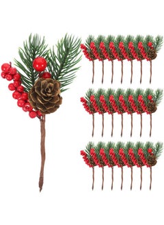 FOMIYES FOMIYES 10pcs Artificial Pine Cone Christmas Tree Decorations Christmas Holly Berry Branches Natural Pine Cones Red Berry Stems Flower Wreaths Pine Cones Pine Stems Winter Red Berries Foam  - Image 1
