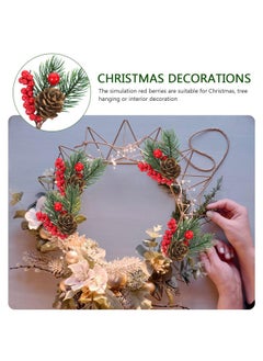 FOMIYES FOMIYES 10pcs Artificial Pine Cone Christmas Tree Decorations Christmas Holly Berry Branches Natural Pine Cones Red Berry Stems Flower Wreaths Pine Cones Pine Stems Winter Red Berries Foam  - Image 3