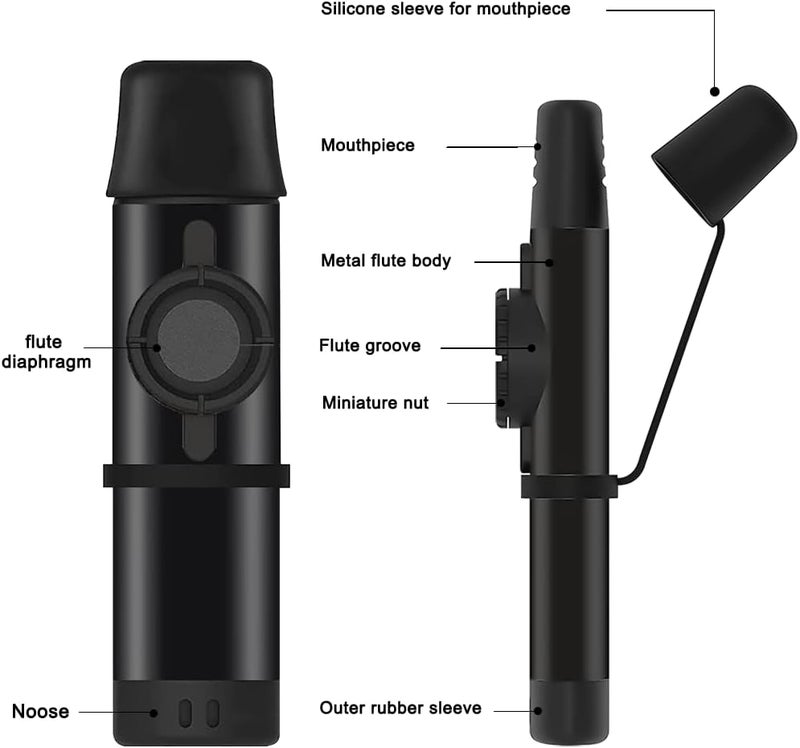 Oxsubor Upgrade Metal Kazoo, Adjustable Tone Professional Aluminum Alloy Kazoo with Five Flute Diaphragms, Food Grade Mouthpiece with Cover and Sling Design Kazoos for Kids/Adults/Music Lovers (Black Kazoo) - Image 5