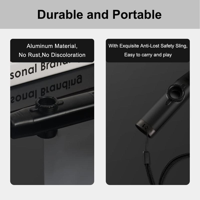 Oxsubor Upgrade Metal Kazoo, Adjustable Tone Professional Aluminum Alloy Kazoo with Five Flute Diaphragms, Food Grade Mouthpiece with Cover and Sling Design Kazoos for Kids/Adults/Music Lovers (Black Kazoo) - Image 3