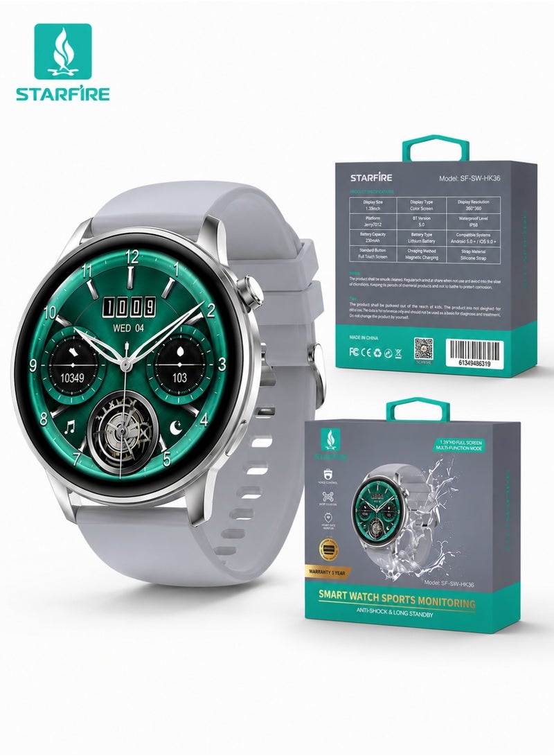 Starfire Smart Watch Starfire SF-SW-HK36, Bluetooth Calling Watch with 1.43 Inch Full Touch Screen, IP68, Zinc Alloy Body, Silver - Image 1