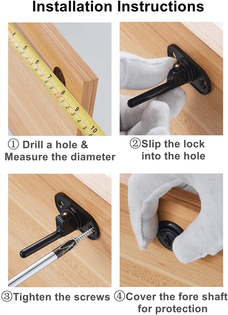 HOWDIA 2 Pcs Drawer Lock Cabinet Locks with Keys, Zinc Alloy Desk Locks File Cabinet Lock for Furniture Locker Showcase, Locking Rod Length 40mm, Cylinder Diameter 16mm (Black, Keyed Different) - Image 5