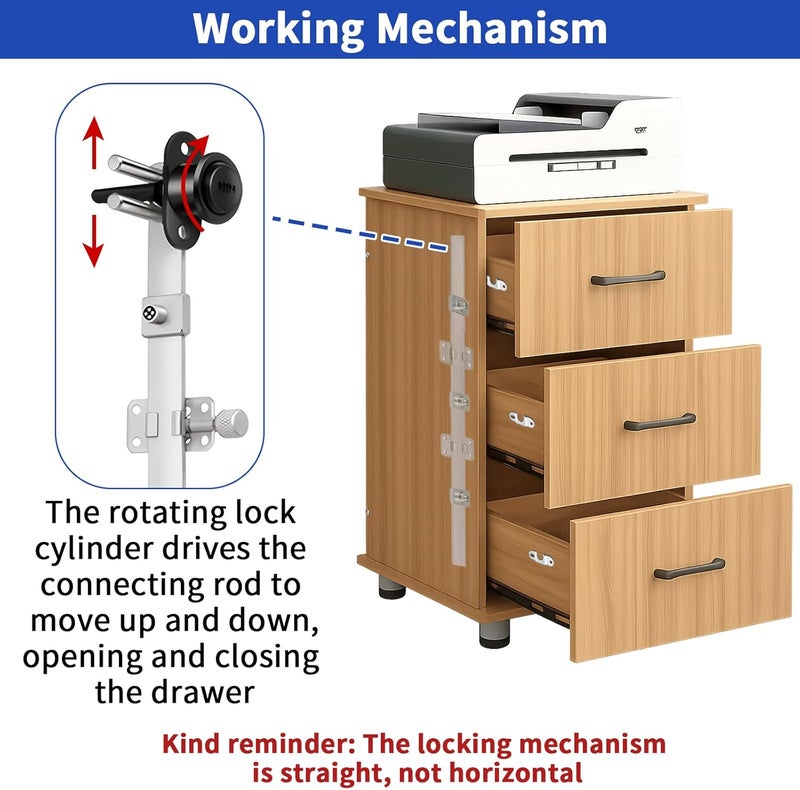 HOWDIA 2 Pcs Drawer Lock Cabinet Locks with Keys, Zinc Alloy Desk Locks File Cabinet Lock for Furniture Locker Showcase, Locking Rod Length 40mm, Cylinder Diameter 16mm (Black, Keyed Different) - Image 4