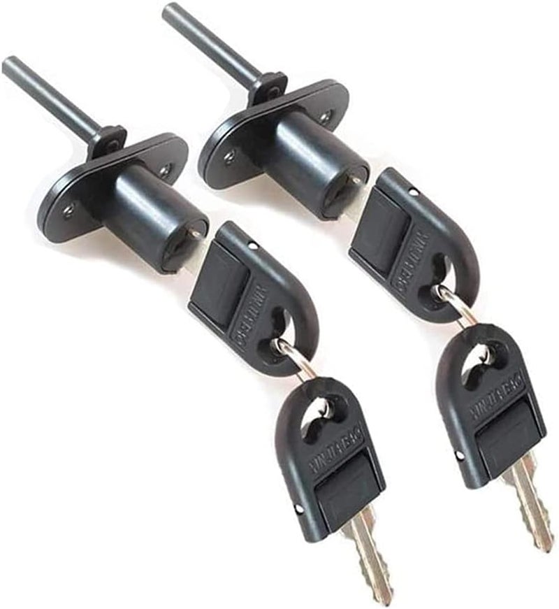 HOWDIA 2 Pcs Drawer Lock Cabinet Locks with Keys, Zinc Alloy Desk Locks File Cabinet Lock for Furniture Locker Showcase, Locking Rod Length 40mm, Cylinder Diameter 16mm (Black, Keyed Different) - Image 1
