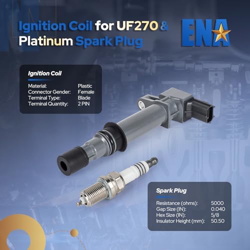 ENA حزمة ENA 6 UF270 لفائف الإشعال و4504 شمعات الإشعال 3.7 V6 2002 2003 2004 2005 2006 2007 2008 متوافقة مع دودج جيب ميتسوبيشي ليبرتي جراند شيروكي رايدر كوماندر نيترو دورانغو داكوتا - Image 2