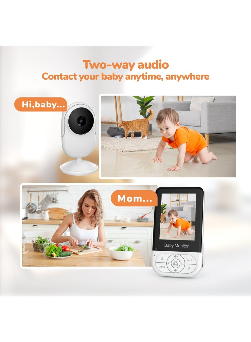 Baby Monitor with 2.8-inch Wireless Video, Two-Way Audio Intercom, Night Vision, Room Temperature Monitoring, and Lullabies - Image 3