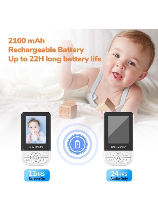 Baby Monitor with 2.8-inch Wireless Video, Two-Way Audio Intercom, Night Vision, Room Temperature Monitoring, and Lullabies - Image 5