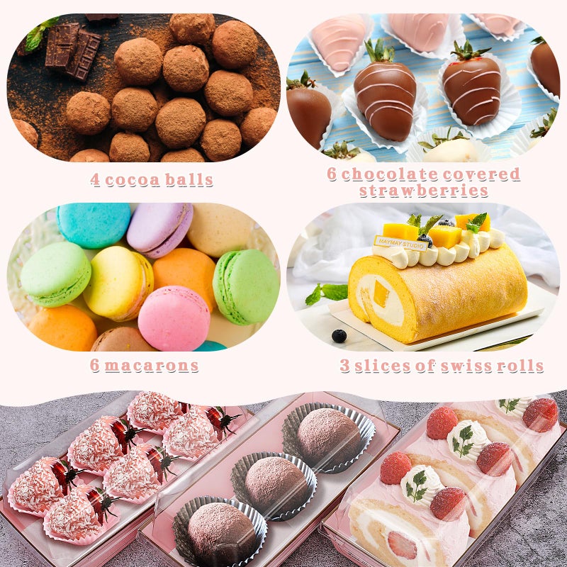 ylnurac 100Sets Valentine Treat Boxes Chocolate Covered Strawberries Boxes with Clear Lids, To Go Food Containers for Strawberries,Sandwich,Cake Slice - Image 4
