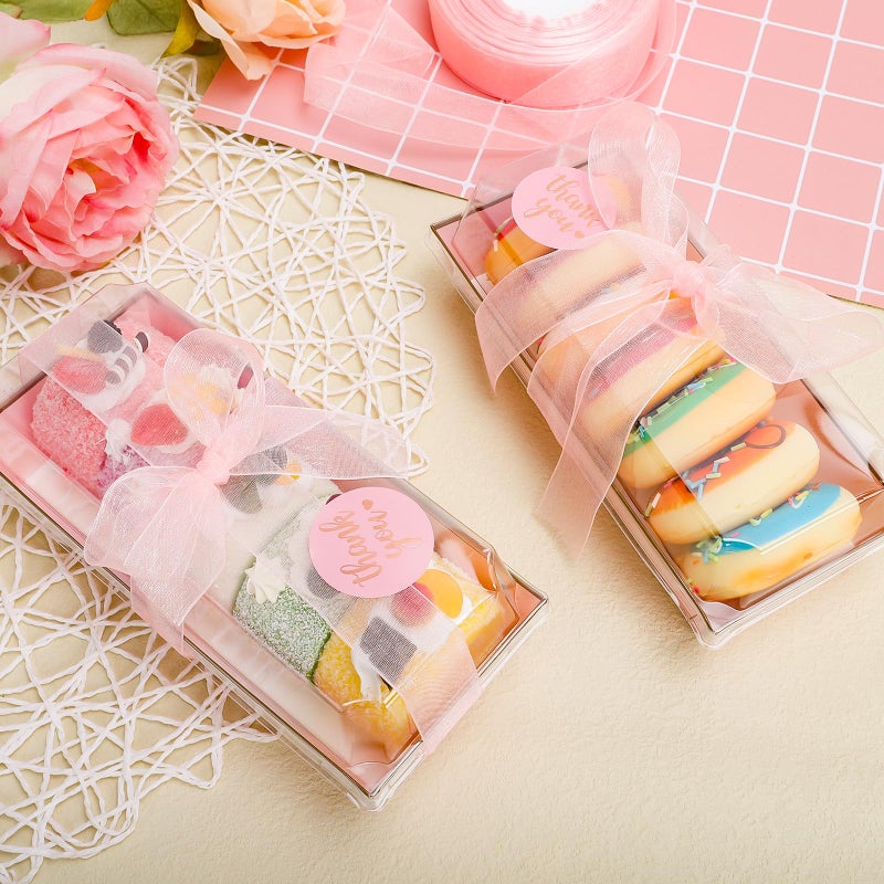 ylnurac 100Sets Valentine Treat Boxes Chocolate Covered Strawberries Boxes with Clear Lids, To Go Food Containers for Strawberries,Sandwich,Cake Slice - Image 2