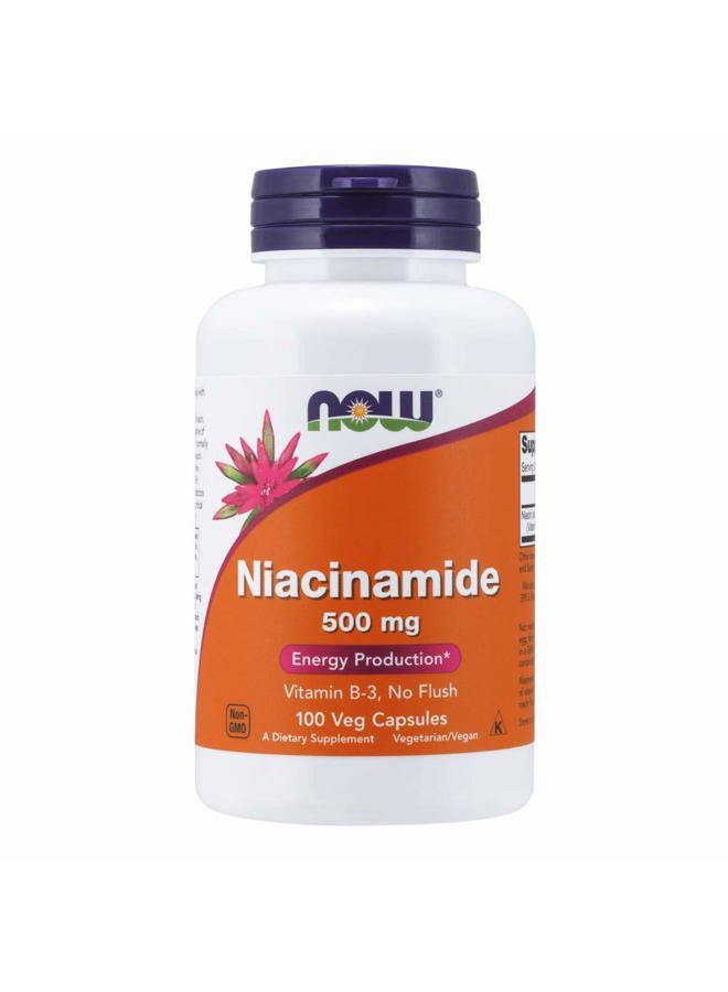 now Foods Niacinamide Vitamin B-3 Capsules (100 Caps, 500mg) - Image 1
