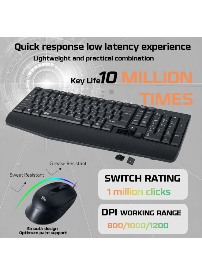 TWISTED MINDS K12 Kavara Series 2‑in‑1 Wired Keyboard & Mouse Combo – Full Layout with 10 Multimedia Keys | English & Arabic Legends | Lightweight | Durable Design black - Image 4