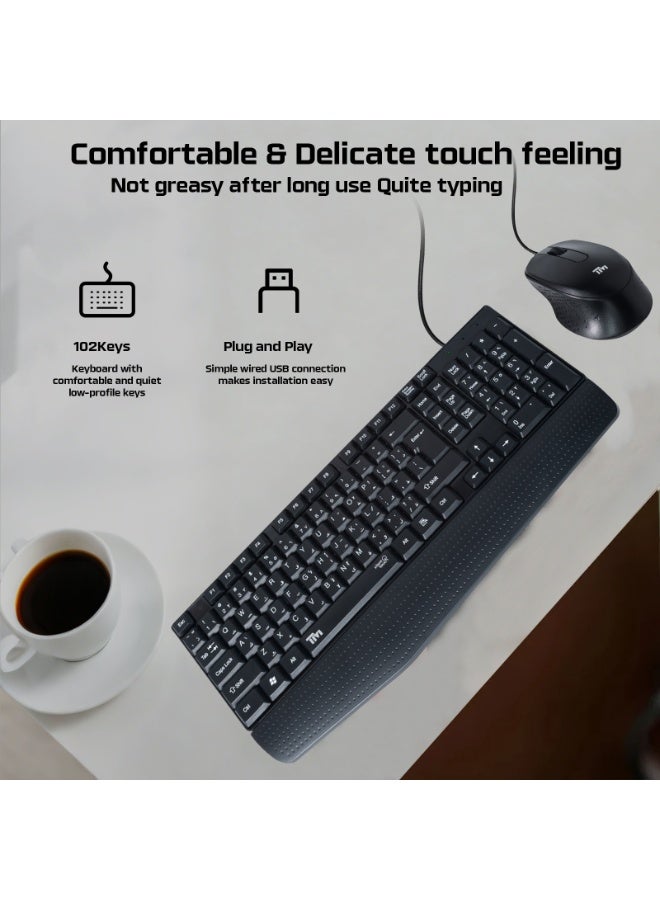 TWISTED MINDS K12 Kavara Series 2‑in‑1 Wired Keyboard & Mouse Combo – Full Layout with 10 Multimedia Keys | English & Arabic Legends | Lightweight | Durable Design black - Image 2