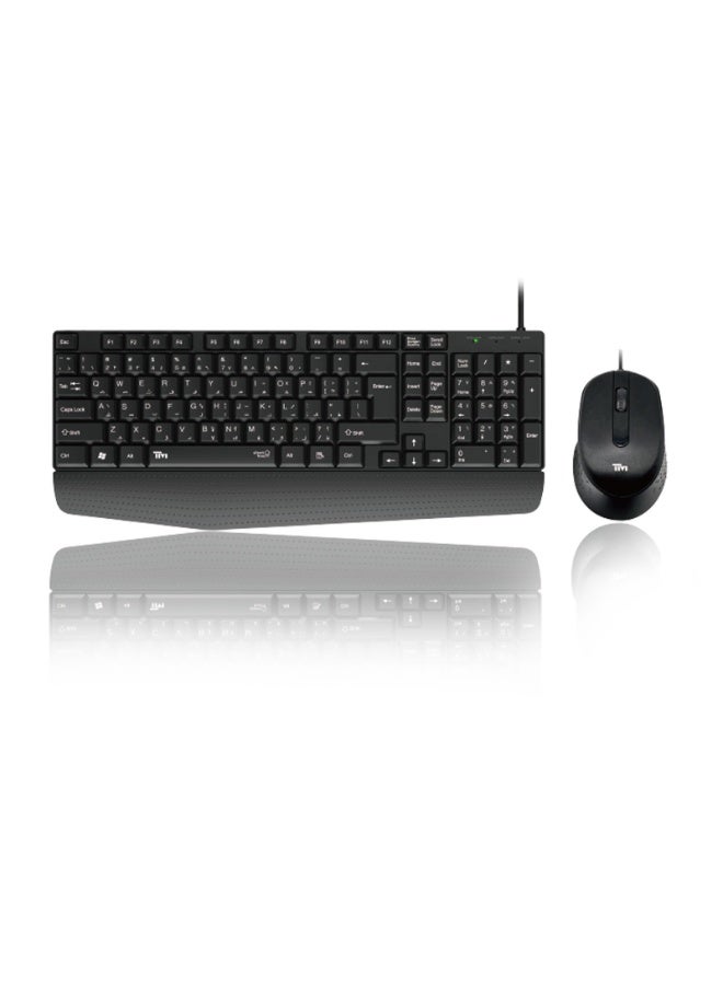TWISTED MINDS K12 Kavara Series 2‑in‑1 Wired Keyboard & Mouse Combo – Full Layout with 10 Multimedia Keys | English & Arabic Legends | Lightweight | Durable Design black - Image 1