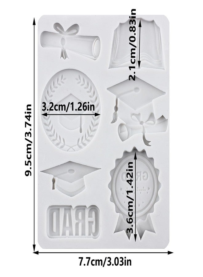 YANQINMS Graduation Fondant Molds Doctoral Cap Diploma Silicone Mold Congrats Grad Congratulations Candy Chocolate Mold For Sugar Cake Decoration Cupcake Topper Polymer Clay Gum Paste - Image 2